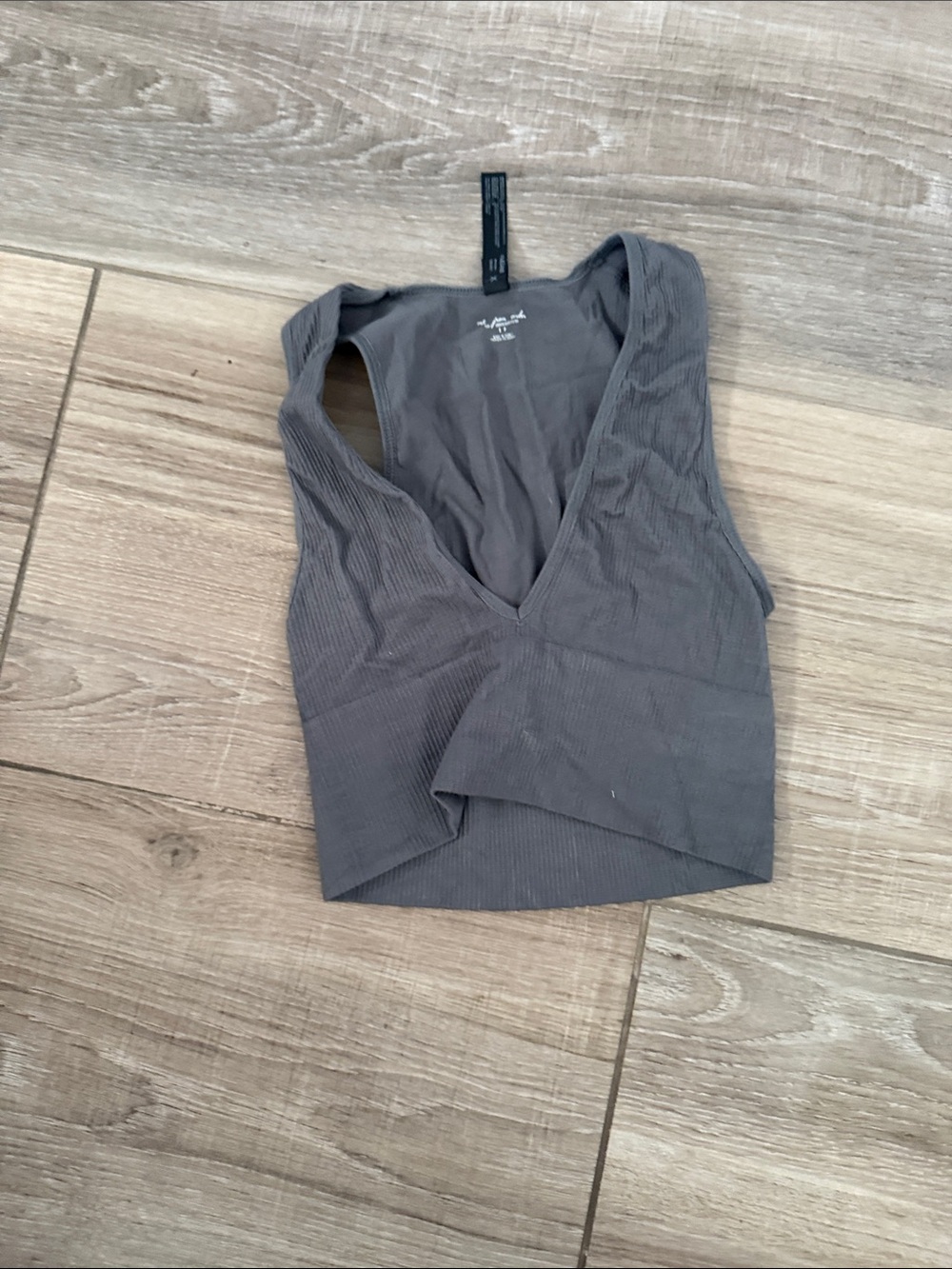 Urban Outfitters Gray Ribbed V-Neck Crop Tank